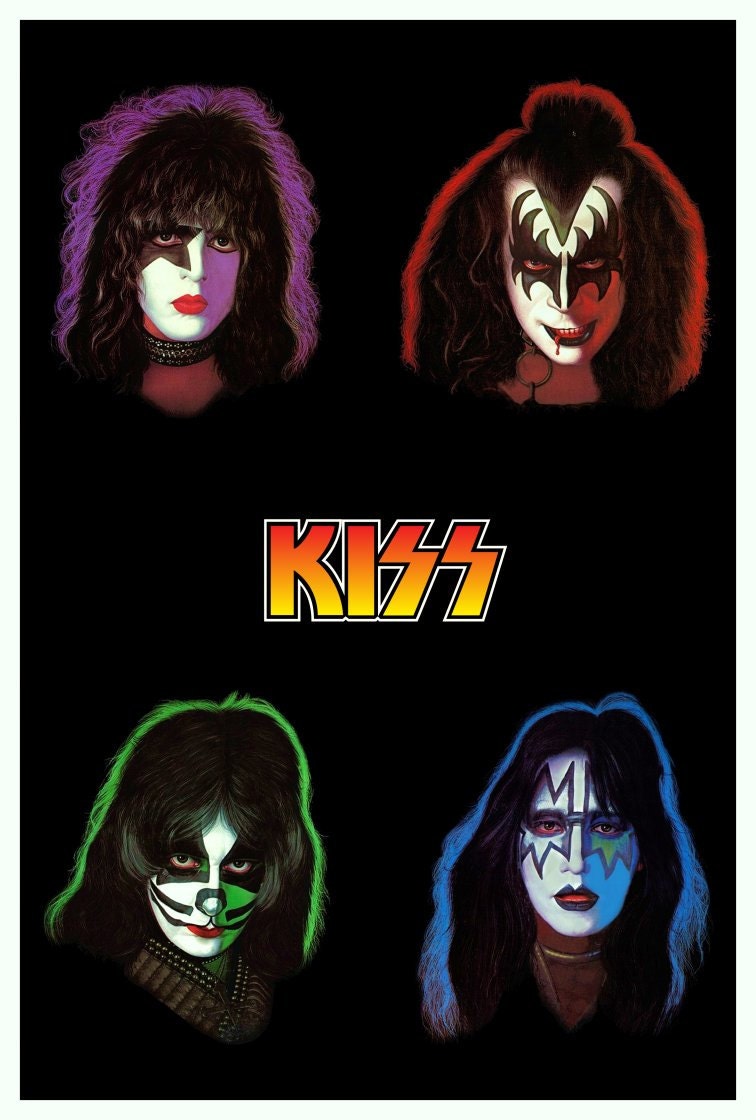 KISS Solo Albums Faces 24 x 36 Inch Reproduction Poster