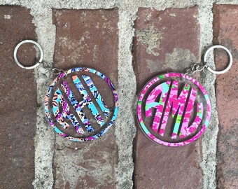 Monogram Keychain-Lilly Pulitzer Monogram Keychain-Monogram Keychain with Tassel