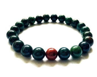 Bloodstone Bracelet- Healing Crystal Bracelet - March Birthstone Bracelet - Mens Bloodstone Bracelet - Heliotrope Bracelet - Healing Energy