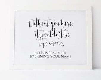 Without You Here It Wouldnt Be The Same, Please Sign, Sign Your Name, Reception Signs, Wedding Guest Book Sign, Wedding Signage,Wedding Sign