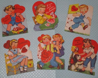 Vintage Childrens Valentine Day Cards Lot-Ephemera-Mixed Media-Paper-Crafts-Scrap Booking-Gibson