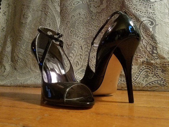 Fetish Patent Leather Black 4.25 High Heels Size 5 Sexy