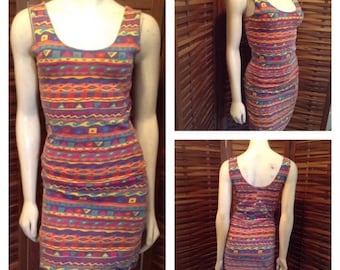 Vintage early 90's stretchy bodycon mini dress - XS