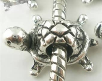 Antique silver turtle bead