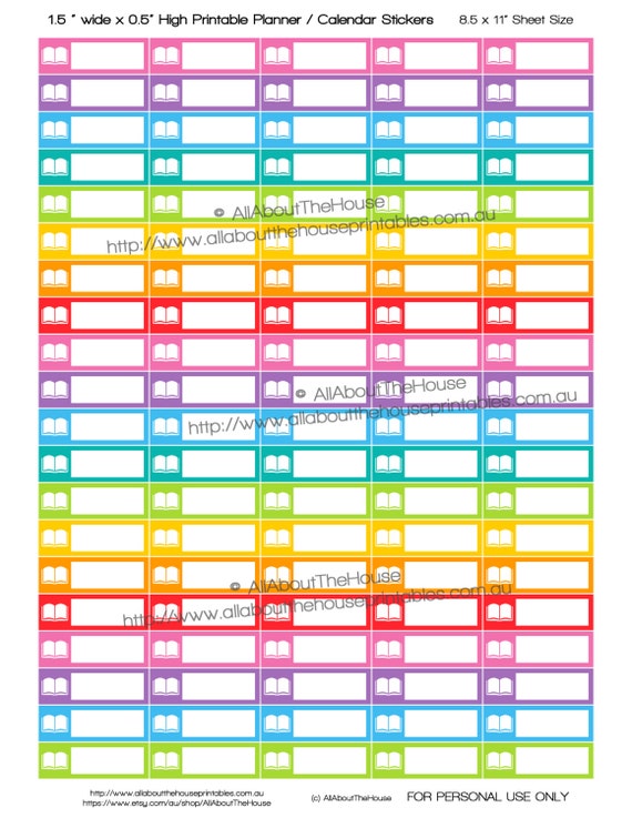 Study Planner Stickers Printable Calendar Read Book Test