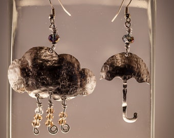 Aluminium Cloud Rain Earrings