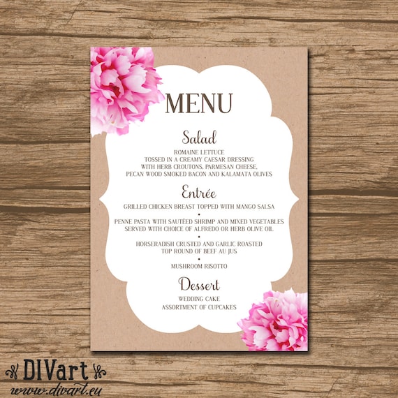 Baby Shower Menu Template Free