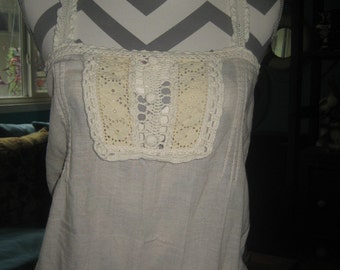 Crochet on muslin fabric very cute old top