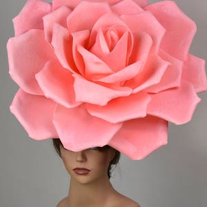 Over Size Pink Rose Headband Wedding Hat Kentucky Derby Hat Church Hat Pink Coctail Hat Couture Fascinator Bridal Hat