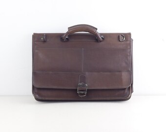 Sac pour ordinateur portable en cuir, cuir Tropical fait en sac de collège marron Columbia en cuir attaché, marron, sac de travail, ordinateur portable 15.6"