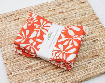 Large Cloth Napkins - Set of 4 - (N3898) - Dark Orange Leaves Modern Reusable Fabric Napkins