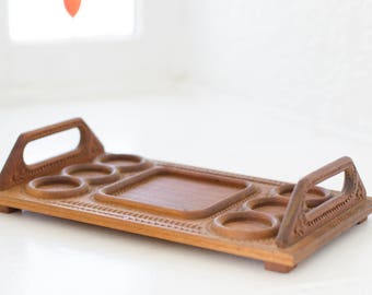 Vintage carved wooden tray -