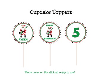 Christmas cupcake toppers Rockin Santa Santa Cupcake toppers