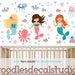 Mermaid Wall Decals for Girls Nursery, Mermaid Fabric Wall Decal, Girl Reusable Decals, Set of 3 Mermaids, Peel & Stick Decals, Ocean Decals