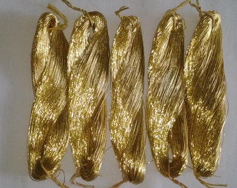 5 skeins Chinese Hand Embroidery gold metallic threads 65M per skein