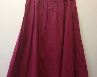 Vintage Burgundy A-Line Midi Skirt