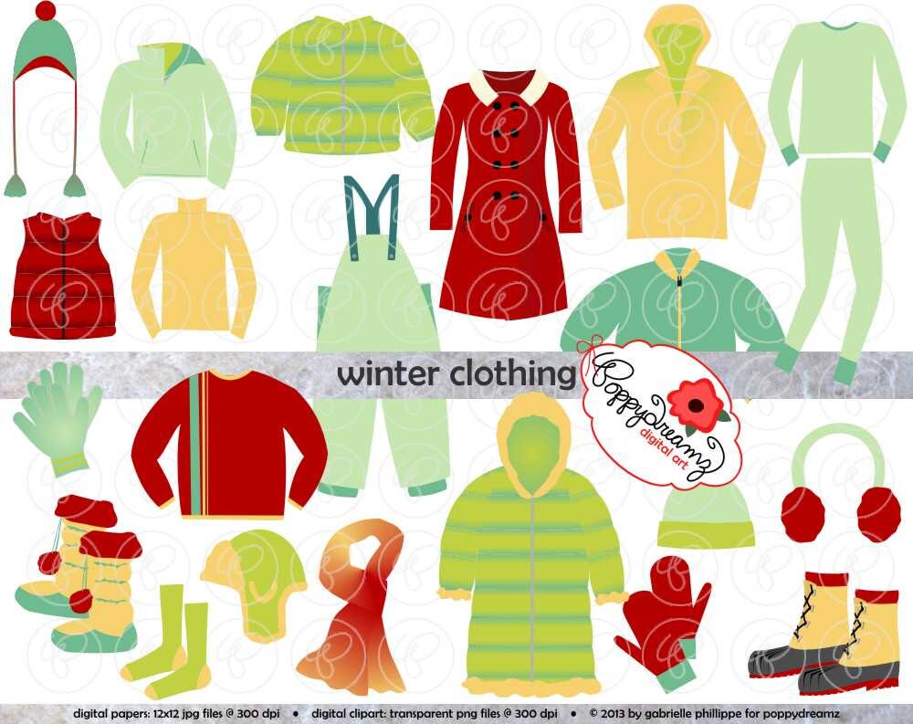 Winter Clothing Clipart Set Digital Scrapbook Clip Art Pack Winter Clothing Clipart Set Digital Scrapbook Clip Art Pack