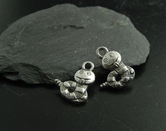 4 silver metal snake charms