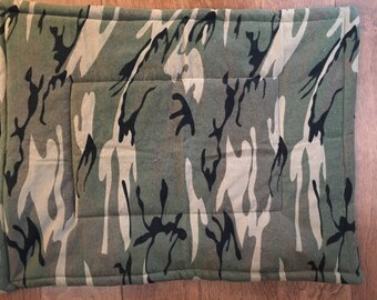 Camo flannel dog crate mat, 18 x 23"