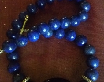Lapis and Onyx Gemstone Necklace