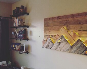 Wooden Mountain Range Wall Art