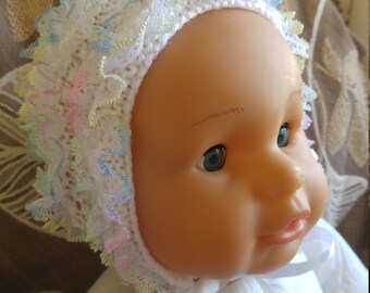 Multi coloured lace bonnet