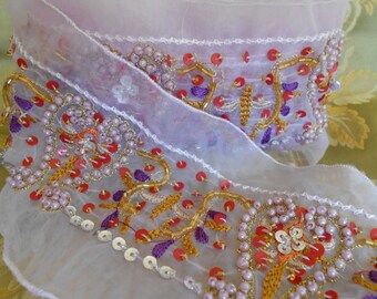 Lavender Beaded and Sequined Trim