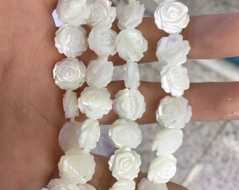 8mm Mother Of Pearl Beads, Double Sided Flower Beads, Shell Flower Beads, Shell Jewelry