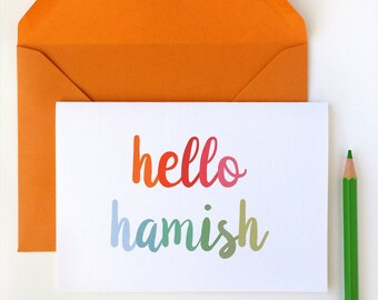 Hello New Baby Card - Personalised New Baby Card - Baby Keepsake Card - Hello Personalised Card – Hello Newborn – New Born Greetings Card