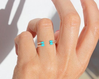 2 DAINTY Ring, Tiny Turquoise Ring, Delicate Ring, Dainty Ring, Minimalist Ring, Stacking Rings, Delicate Jewelry, Stacking Ring set of 2