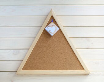 Unique Triangular Cork Board Pin board framed Corkboard pinboard Bulletin message pin board unusual Triangle shape wooden frame