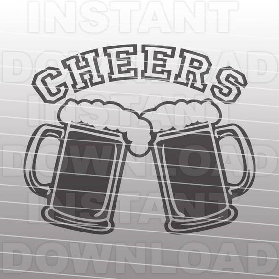 Beer Mugs with Cheers SVG FileBeer SVG File-Vector Clip Art