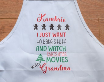 Children's apron, kitchen apron, baking apron, Christmas apron, cooking apron, personalized childrens apron, personalized apron,
