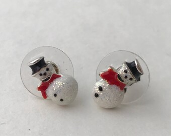 Snow man earrings, Christmas earring