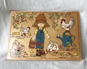 Vintage wooden Sarah Kay puzzle, simplex toys made in Holland.