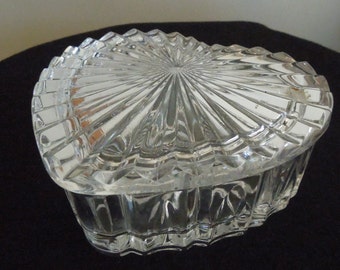 Crystal Heart Shaped Trinket Dish with Lid