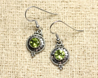BO210 - circles 19mm Peridot 925 Sterling Silver earrings
