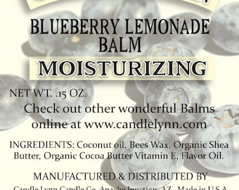 Blueberry Lemonade Lip Balm by Candle Lynn - Made with Organic Shea and Cocoa Butters