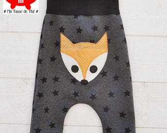 Red baby Fox harem pants, stars, comfortable, fun and playful