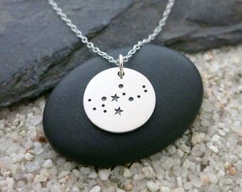 Virgo Constellation Necklace, Sterling Silver Virgo Constellation Charm, Zodiac Jewelry