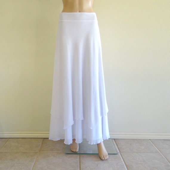 White Maxi Skirt. Long Evening Skirt. Chiffon Bridesmaid