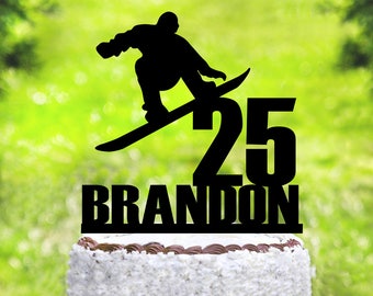 Snowboard Cake Topper,Birthday Cake Topper,Personalized Cake Topper,Winter Sports Cake Topper,Snowboard Party,Male Snowboarder Decor (2095)