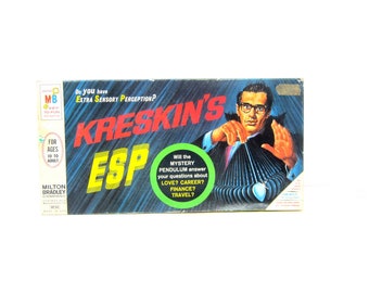 Kreskin's ESP Game Vintage Retro Game Night 1960s Family Board Game 1967 Milton Bradley 4722