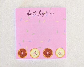 Donut post its | Donut sticky notes | Donut forget to | Foodie sticky notes | Donut gifts | Donut lovers | Cute and Fun Sticky Notes