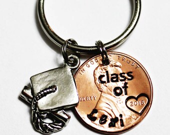 Graduation Gift. 2018 Graduation gift for him. Graduation gift for her. Personalized Graduation Penny. Graduation. Graduation Cap Charm.