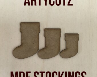 Wooden MDF Shapes Christmas Stocking - 50mm 60mm - Craft Scrapbook Cards