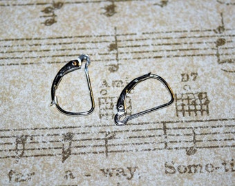 Silver Interchangeable Leverback Earring Blank (One Pair)