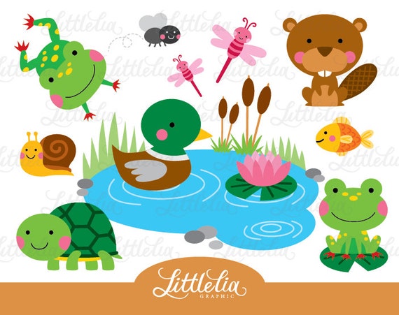 Pond Friend clipart frog and turtle clipart pond animal