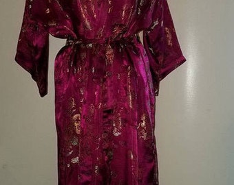 vintage chinese mei gui fuchsia robe kimono