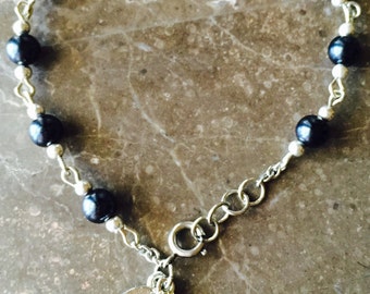Black Pearl Rosary Bracelet